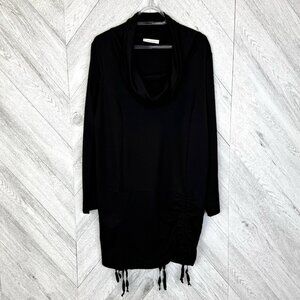 Bryn Walker Tunic Top Dress Womens Medium Black Long Sleeve Cowl Neck Lagenlook